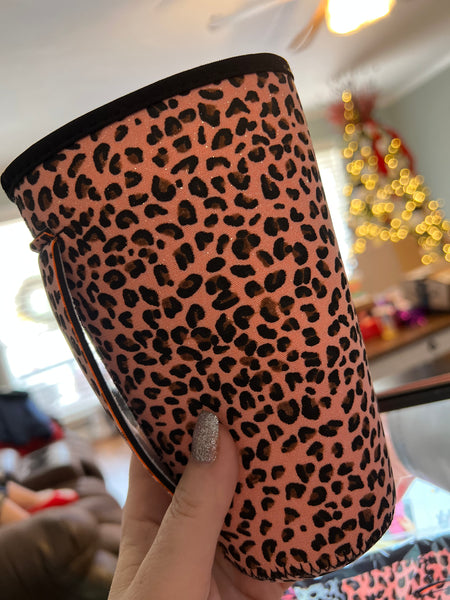 Coral real glitter leopard  (Tea Cup Sized)