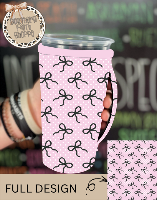 PINK POLKA + BLACK BOW | 32oz KOOZIE