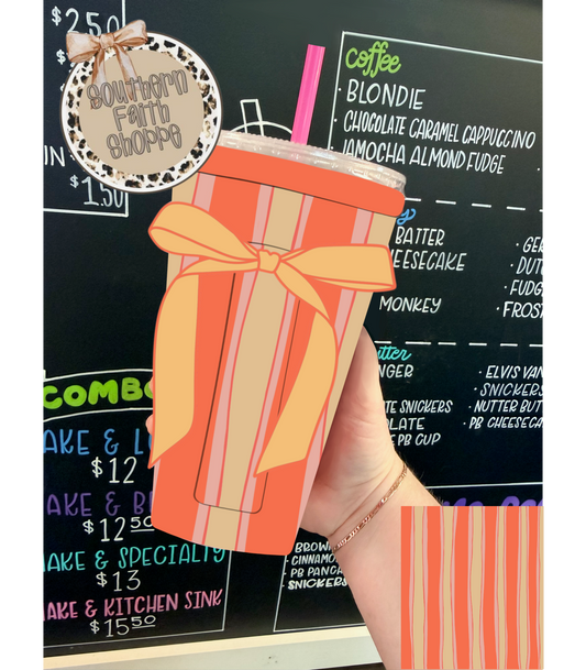 ORANGE STRIPES | RIBBON 32oz KOOZIE