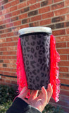 Black leopard WITH Hot Pink Fringe (Tea Cup Sized)