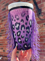 Purple glitter leopard WITH Fringe (Tea Cup Sized)