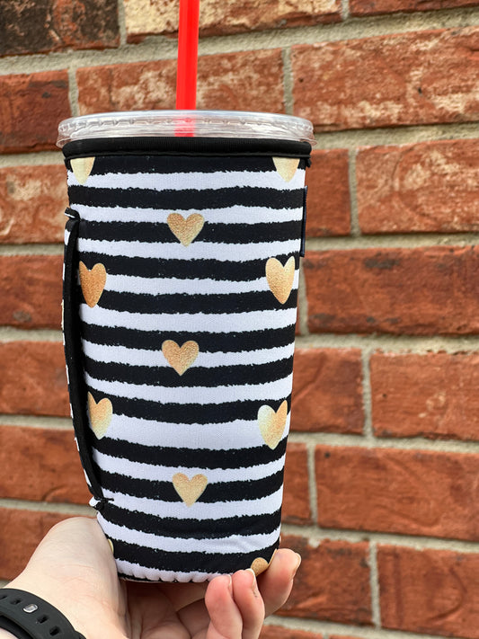 Gold hearts with stripes (Tea Cup Sized)