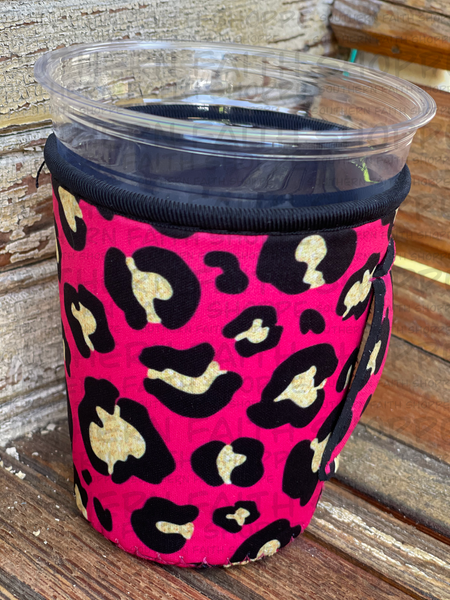 Hot Pink Leopard Kiddie Koozie(Shake Cup Sized)