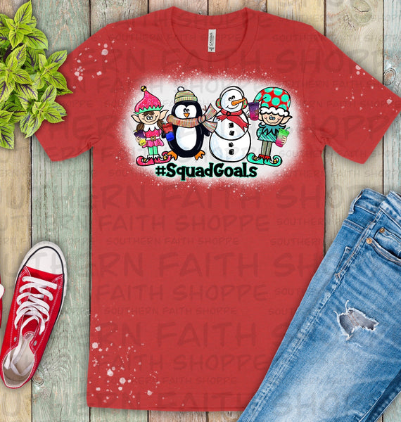 Christmas Squad Goals (Red Bleached T-shirt)